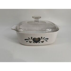 Vintage Corning Ware 2L Blue Hearts Casserole Dish W/ Lid A- 2- B‎